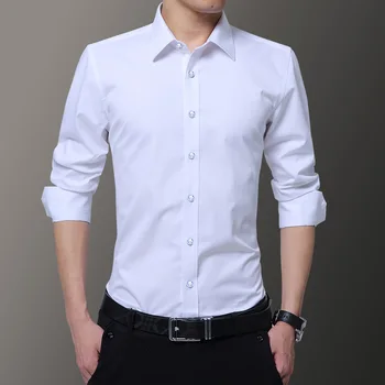 2023 Naujas plius dydis 5xl 6XL 7XL Camisa Cmen's Slim Solid Color marškiniai ilgomis rankovėmis Business Casual White Shirt Vyriški prekės ženklo klasika