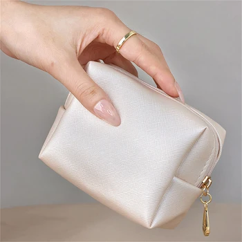 Mažas makiažo krepšys Vandeniui atsparus PU odinis kosmetinis maišelis Mini tualeto reikmenų krepšys su užtrauktuku moterims mergaitėms