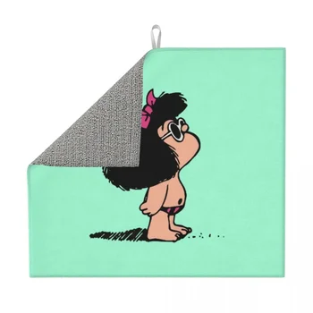 Mafalda su maudymosi kostiumėlio indų kilimėliu virtuvei Super greitas sausas mikropluoštas klasikinis Argentinos animacinis filmas manga indai Nusausinimo pagalvėlės