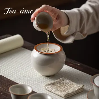 400ml Kiniško kremo ru krosnies keramikos arbatos plovimo dubuo Namų ūkis Mažas Jianshui arbatos likučiai Šiukšlių kibiras Arbatos ceremonijos priedai