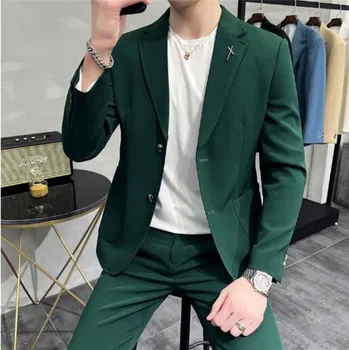 Žalias vyriškas kostiumas Pagal užsakymą pagamintas rūkymas Masculino Vyrai Vestuviniai kostiumai 2023 Kostiumas Homme Vyriški kostiumai Terno Slim Fit Geriausias vyras Smokingas