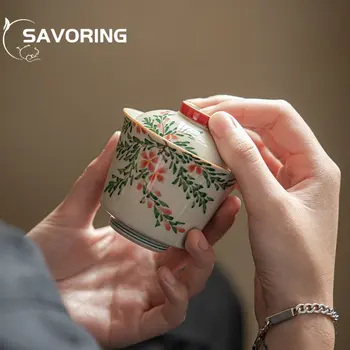 120/130ml rankomis dažyta Lingxiao gėlė Arbata Tureen underglaze spalva keramikos kung fu arbatos rinkinys burbulas Gaiwan buitiniai literati puodeliai