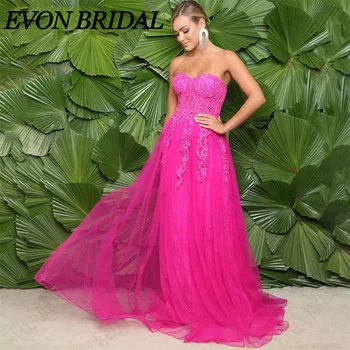 EVON BRIDAL Mielaširdingas kaklas Ilgos vakarėlių suknelės Aplikacijos Nėriniai Vakariniai chalatai Seksualūs Backless Beach Sequin Vestidos De Novia Custome