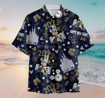Disney laimingų Naujųjų metų 2023 Havajų marškiniai Disney Havajų marškiniai Disney Mickey Buttons marškinėliai Disney Havajų marškiniai Casual marškinėliai