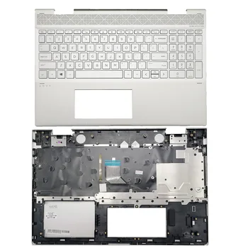 Visiškai nauja HP ENVY X360 15-CN 15-AG 15-CP TPN-W134 nešiojamojo kompiuterio palmrest didžiosios raidės dangtelis su apšviesta klaviatūra L32767-001 sidabrinis