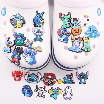 Sumaišykite 50vnt batų pakabukus Lilo & Stitch 626 Blue Monster Stitch PVC sodo batų sagčių dekoravimas tinka Croc Jibz Kids X-max dovana