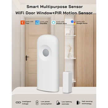 Wifi durų jutiklio kontaktinis jutiklis namų apsaugai Belaidis magnetinis durų atidarymo detektorius