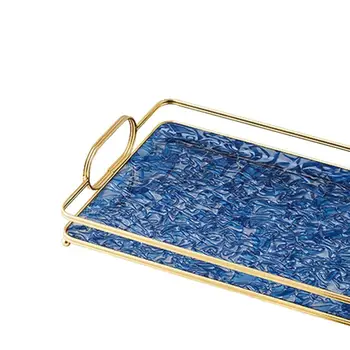 Dekoratyvinis stačiakampis indas Serviravimo padėklas tualeto reikmenims Arbatos rinkinys Užkandžiai Mėlyna