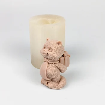 DW0455 3D Šalikas Kačiukas su dovana Kalėdų vestuvių gimtadienis Valentino muilo formos Žvakių formos Gyvūnų pelėsiai Silikonas PRZY