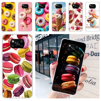 Macaron ledų pyrago tešlos minkštas telefono dėklas, skirtas Xiaomi Poco X5 X4 Gt X3 NFC M5s M4 Pro M3 F3 F2 F1 Mi Note 10 A2 A3 Lite Coq