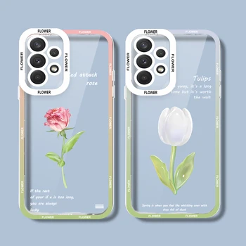 Prabangus gėlių minkštas silikoninis telefono dėklas, skirtas Samsung Galaxy A32 A52 A52S A72 A04 A04S A04E A13 A33 A53 A73 A12 A22 Dangtelio kamera