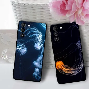 Blue Jellyfish Sea Phone Case for Samsung Galaxy S20 S21 FE S22 S10 Ultra S9 S8 Samsung Note 20 10 Lite Phone Funda