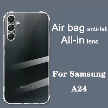 Sutirštintos oro pagalvės smūgiams atsparios skaidrios minkštos 6.5 colio Tpu telefonų dėklai, skirti Samsung Galaxy A24 dėklui 4G skaidrus galinis dangtelis SM-A245F skaidrus