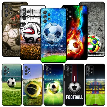 futbolo futbolo kamuolio dizainas Juodas telefono dėklas, skirtas Samsung Galaxy A54 A53 A52 A14 A13 A12 A34 A33 A32 A24 A23 A22 A04 A03S A02S A7