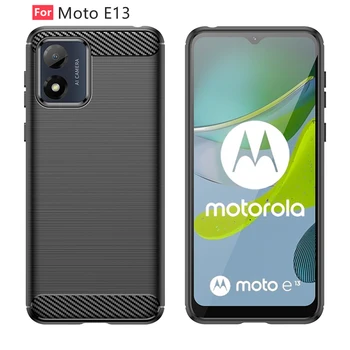 skirta Moto E5 E6 E7 Plus dėklo dangteliui Moto E13 E20 E30 One Zoom Carbon Fiber silikoninis buferis Back Shockproof TPU Soft Moto edge S X