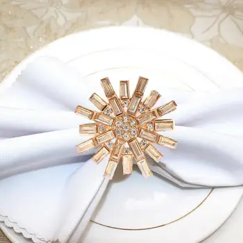 Gėlių formos servetėlių žiedų rinkinys Blizgus servetėlių žiedų rinkinys Elegantiški gėlių servetėlių žiedai Prabangus stalo dekoras vestuvių vakarienėms