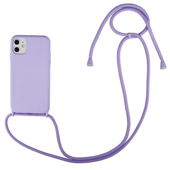 Crossbody Lanyard dirželio telefono dėklas, skirtas iPhone 15 14 Plus 13 12 11 Pro Max silikono minkšto TPU saldainių spalvos galinis dangtelis