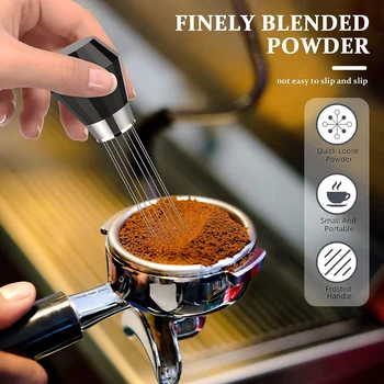 2 gabalo espreso kavos maišytuvas, WDT įrankis juodas ir sidabrinis mini šluotelė espreso maišymui - profesionali kava