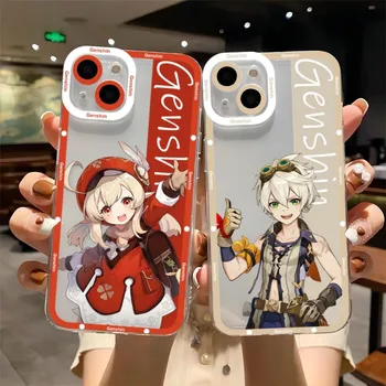 Genshin Impact anime telefono dėklas Telefoon, skirtas IPhone 12ProMax 14 13 12 11 Pro Max Mini skaidrus smulkios skylės minkštas dangtelis
