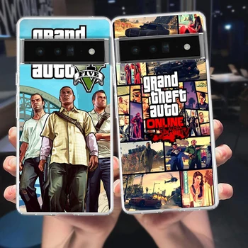 Rockstar gta 5 Grand Theft Auto, skirta Google Pixel 8 7 6 Pro telefono dėklas minkštas Pixel 6A 5 4 5A 4A 3A XL 5G silikoninis skaidrus dangtelis