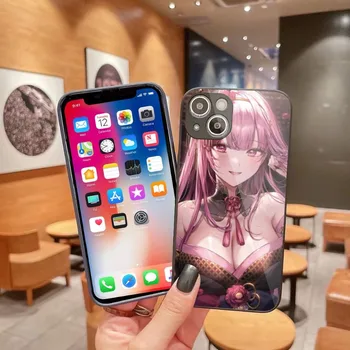 Anime Mori Calliope telefono dėklas, skirtas iPhone 14 13 12 11 Pro Max X XR XS 8 7 Plus skysto stiklo spalvos telefono dangtelis