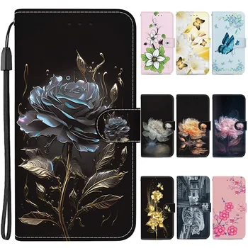 Flower A72 odinis dėklas Piniginės atverčiamas dangtelis, skirtas Samsung Galaxy A72 5G A 72 4G SM-A726B A725F dėklai Pattern Etui magnetinis telefono krepšys