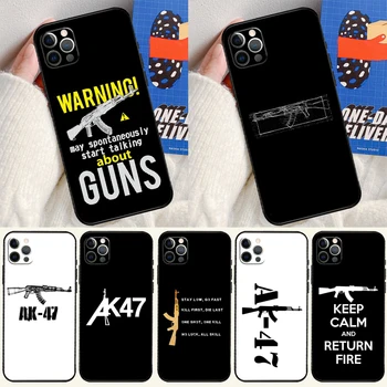 AK-47 ginklai Dangtelio dėklas iPhone 15 14 13 12 11 Pro Max XS XR X 12 13 Mini 7 8 15 Plus SE 2022 Fundas