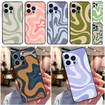 Liquid Swirl Abstract Beige Sage Green Phone Case for iPhone 15 13 12 11 14 Pro Max Mini X XR XS SE 2022 2020 7 8 14 Plus Cover