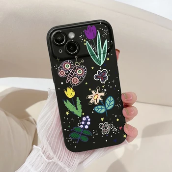 Prabangus minkštas silikoninis telefono dėklas, skirtas iPhone 15 14 13 Pro Max Mini XR XSMax 7 8 Plus SE 12 11 Gėlės ir augalai Galinio apvalkalo dangtelis