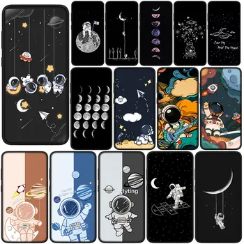 Creative Design Art Astronaut Moon Phone korpusas, skirtas Samsung Galaxy Note 20 Ultra 10 8 9 S10 Lite S9 A6 A8 Plus A9 dangtelio dėklas