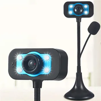 480P Praktiška stalinė USB internetinės kameros kamera su mikrofonu LED šviesa Naktinio matymo skaitmeninė kamera nešiojamam nešiojamajam kompiuteriui