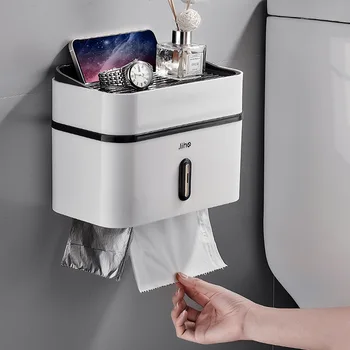 OG tualetinio popieriaus laikiklis be perforavimo dėžutė vandeniui atspari audinių laikymo dėžutė Vonios stovas ant sienos montuojamas virtuvės vonios kambario laikymo laikiklis