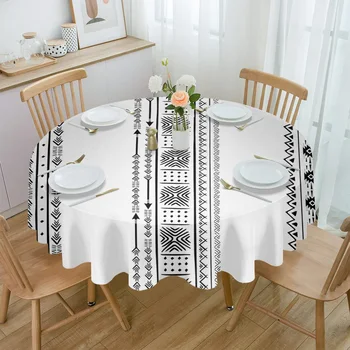 Ranka nubrėžtos linijos Rodyklės Geometrija Neperšlampama staltiesė Stalo dekoravimas Apvalaus stalo dangtis virtuvei Vestuvių namų valgomasis