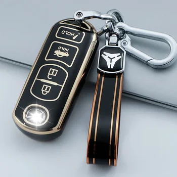 TPU 4 mygtukai Automobilinis raktų dėklas Mazda 2 3 6 Atenza Axela Demio CX-5 CX5 CX-3 CX7 CX-9 CX30 Raktų apsaugos priedai