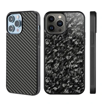 Gloss Carbon & Forged Carbon Fiber TPU edge Phone Case for iPhone 14 Pro Max Case coque iPhone14Pro 14Plus Shell