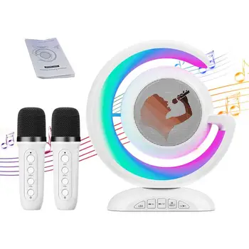 Mikrofono karaokės aparatas Nešiojama mėlyno danties garsiakalbių sistema su 2 belaidžiu mikrofonu Namų šeimos dainavimas