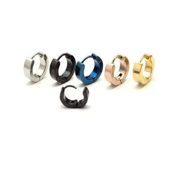 Klasikinio stiliaus 4 spalvų apvalios kilpos paprasti nerūdijančio titano plieno lanko auskarai vyrams Moterys Merginos 