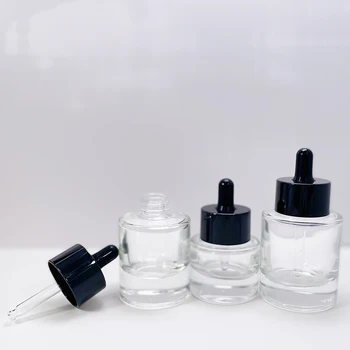 skaidraus stiklo lašintuvas storu dugnu buteliukas Aromaterapija Skysta esencija Masažo aliejai Serumo pipetė Užpildykite odos priežiūrą 20/30/50ML