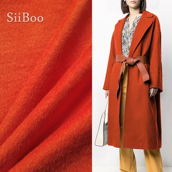 Siiboo vilnos kašmyro audinys moterims kailio suknelė raudona oranžinė ryški spalva žiemai SP6358