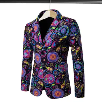 Vyriškas švarkas Kostiumas Coat Print Formal Blazer Ethnic Style Slim Blazer куртка мужская