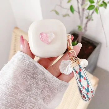 Love Heart Earphone Case for Samsung Galaxy Buds 2 Pro Live FE Case For Galaxy Buds2 Pro Funda Full Protector Cover with Strap