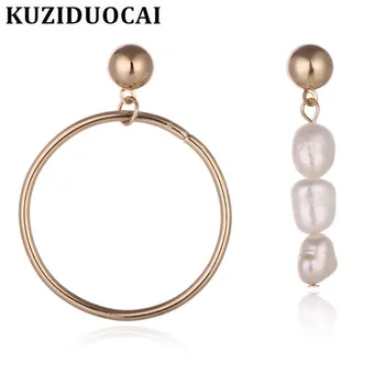 Kuziduocai Nauja mada Dailūs papuošalai neišbluks Netaisyklingos formos natūralių perlų asimetrija Apvalūs auskarai moterims E-1364