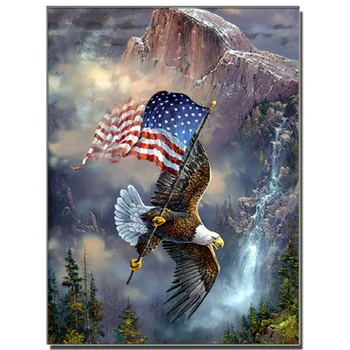 Eagle American Flag Animal Full Square Round Drill Diamond Painting Diamond Embroidery 5D Cross Stitch Home Decoration