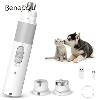 Benepaw USB įkraunamas naminių gyvūnėlių nagų malūnėlis elektrinis mažas triukšmas Neskausmingas letenų kirpimo mašinėlės mažiems, vidutiniams dideliems šunų kirpimo mašinėlėms