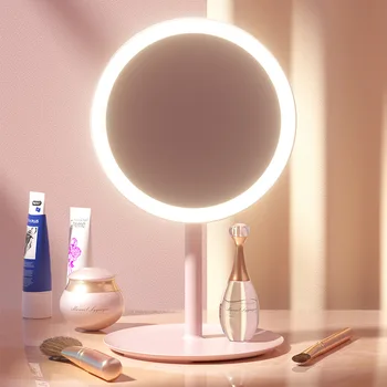 LED kosmetinis veidrodis makiažo veidrodis su LED šviesa USB nešiojamas nuimamas stalas Tuštybės veidrodis Reguliuojamas trispalvis hd šviesos veidrodis
