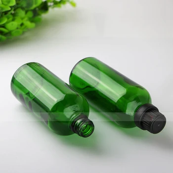Žalio stiklo buteliukai su lašintuvu 100ml eterinio aliejaus aromaterapiniai kosmetikos indai Stiklinis buteliukas Liko 100 ml