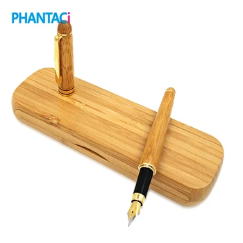 Vintažinis elegantiškas bambuko plunksnakotis su dėžute verslo dovanoms Prabangūs prekės ženklo biuro rašymo rašikliai