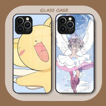 CardCaptor Sakura Anime telefono dėklas grūdintas stiklas iPhone 12 14 13 11 Pro XS Max Plus Mini X XR 8 7 6s SE2020 Coque