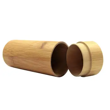 Senovinė cilindrinė bambuko medžio akinių laikymo dėžutė Nuo saulės akinių dėklo apsauga