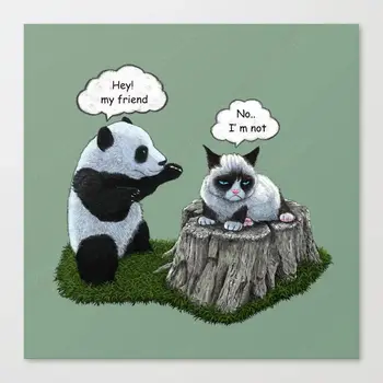Drobės kvadratiniai atspaudai Paveikslai Sienų menas Panda Plakatas Moduliniai gyvūnų paveikslėliai svetainei Šiuolaikiniai animaciniai filmai Namų dekoras Rėmelis